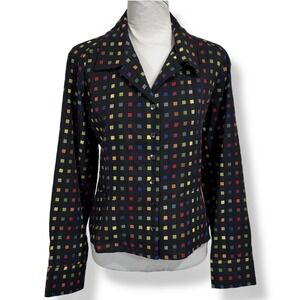 Y2K Christopher & Banks Rainbow Peplum Button Down Top Size L‎ P Cropped Teacher